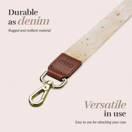 Mobile Phone Accessory - MIO Gold Marble Lanyard Strap With Leather Details And Metal Hooks