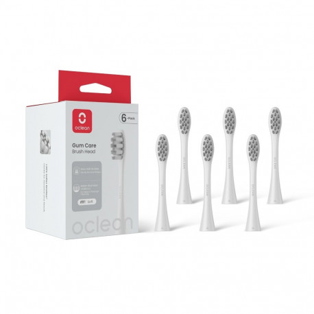 Electric Toothbrush Head - Oclean Professional Gum Care Brush Head W06, Soft Bristles, 6 Pcs, White