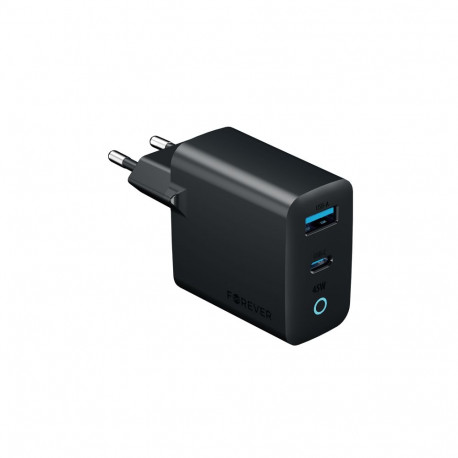 Forever Vibe-TC45AC GaN PD QC charger 1x USB-C 1x USB 45W dark grey