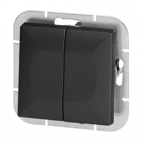Łącznik p/t świecznikowy Pearl, 10A, 250V, WP-2P, czarny (10 tk.)
