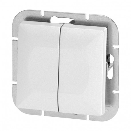 Łącznik p/t świecznikowy Pearl, 10A, 250V, WP-2P, biały (10 tk.)