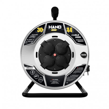 Kaablirull-pikendusjuhe HAND HEAVY 4x2p+Z IP44 16A H05RR-F 31,5 30m, must