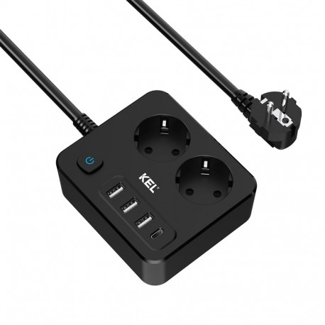 Listwa, 2 gniazda 2p+z oraz gniazdami usb a, usb c, 2m, schuko; kel