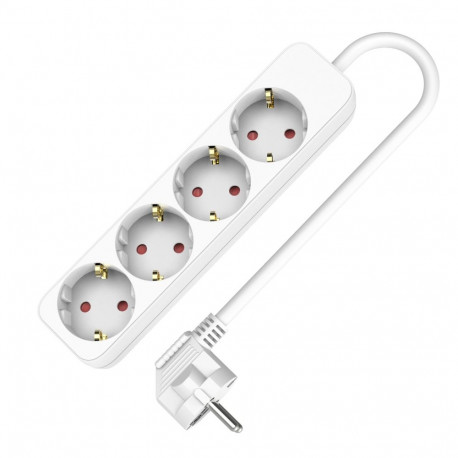 nelja pistikupesaga pikendusjuhe 4x2p+z, Schuko, 3×1,5; 16A; 3m, valge