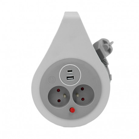 Przedłużacz zwijany 10m 3x1mm2, 16a, z zabezpieczeniem termicznym, 2xgniazdo wtyczkowe, 1xusb-c, 1xu