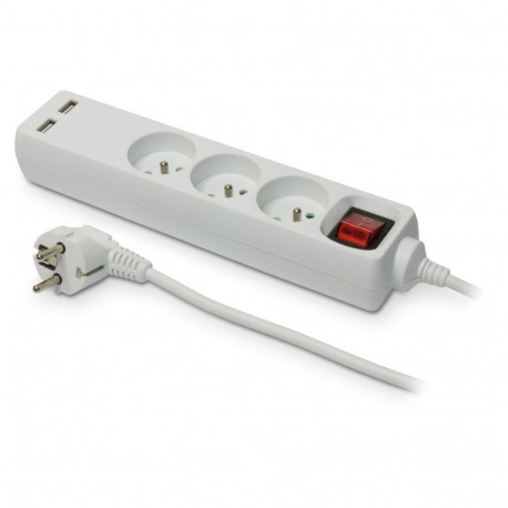 Przedłużacz stały z trzykrotnym gniazdem wtyczkowym i usb