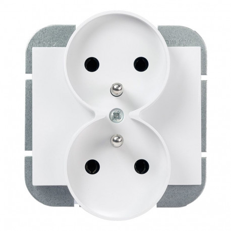 Gniazdo wtyczkowe podwójne -onyx- p/t 2x2p+z 16a ,250v do systemu ramkowego, biały