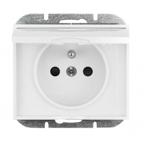 Üksik pistikupesa onyx p/t 2P+Z 16A,250V pritsmekindel klapiga, valge