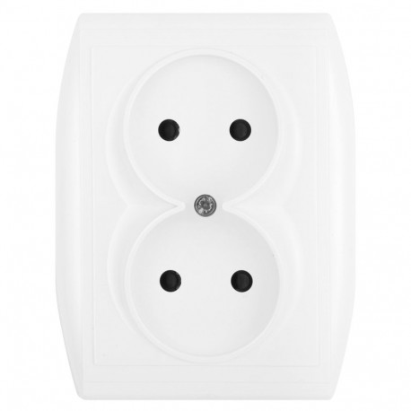 Kahekordne süvistatav pistikupesa 2x2P, 16A, 250V, komplekt