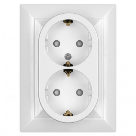 süvistatav kahekordne pistikupesa 2x2p+z, 16A, 250V, Schuko