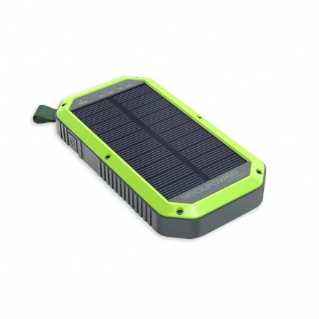 RealPower akupank PB-10000 päikesepaneeliga 10.000mAh, must