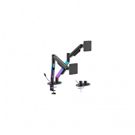 Dual Monitor 17"-35" Gas Spring Arm, RGB Lighting, Black