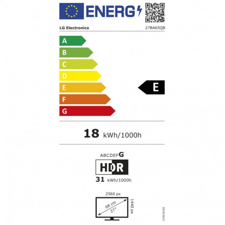 27BA65QB-B (68.4cm (27 tolli), must, QHD, IPS, USB-jaotur, Daisy-Chain, USB-C, 100Hz paneel)