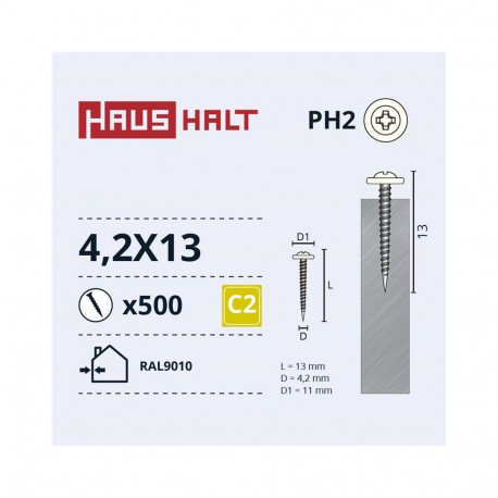 SELF SCREW 4,2X13 MET/MET RAL9010 (500)