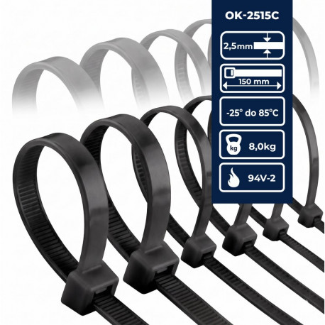 Opaska kablowa 2,5×150 czarna (opak. 100 szt)