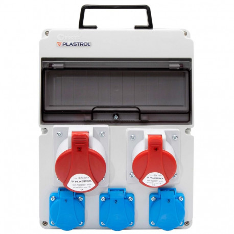 CAS ehitusjaotuskilp 32A 16A 3×230 IP54 ilma kaitsmeteta, 1x32A-400V/1x16A-400V/3x16A-230V