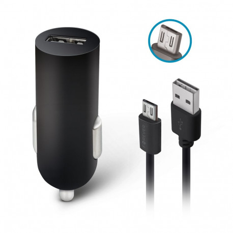 Forever autolaadija m02 1x USB 2A + microUSB-kaabel, must
