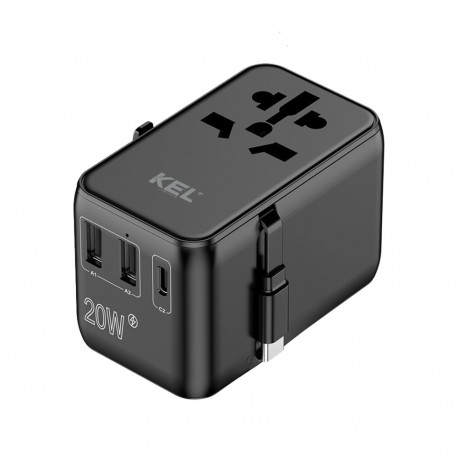 Universaalne toiteadapter (EU, UK, US, AU), kiire laadimine PD20W+QC