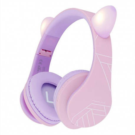 Słuchawki dla dzieci PowerLocus Kids Cat bezprzewodowe Bluetooth fioletowe