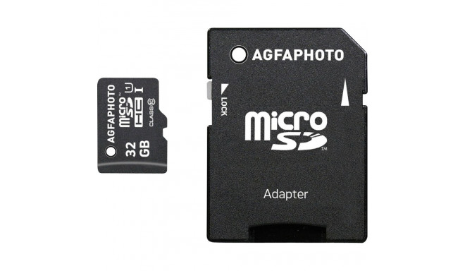 AgfaPhoto microSDHC UHS-I 32GB kiire Class 10 U1 + adapter