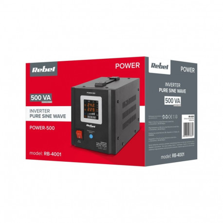 UPS - Rebel POWER-500 500 VA/300 W Pure Sine Wave Inverter Black