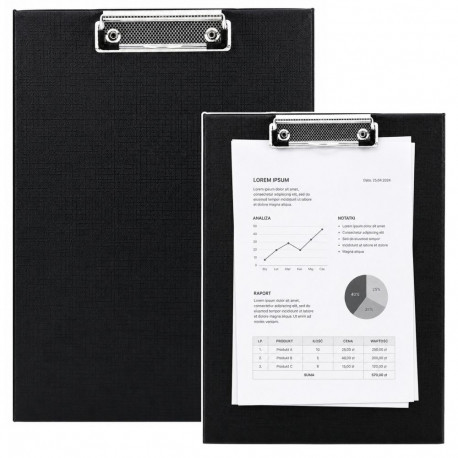 Deska Podkładka z Metalowym Klipem Clipboard Do Pisania A4 Czarna