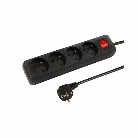 98-768# pr-470wsp 4-pesaga maandusega pikendusjuhe + lüliti 5m must 3x1,5mm