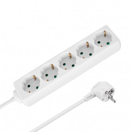 Rebel pikendusjuhe 5-pesaline 2m saksa tüüpi ilma lülitita (3x1,5mm), valge