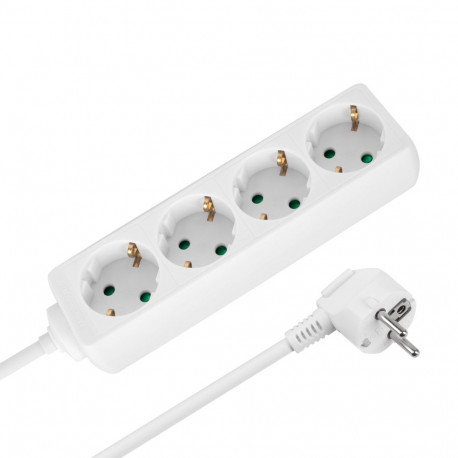 Przedłużacz 4 gniazda 3m typu niemieckiego bez przełącznika (3x1,5mm) Rebel biały