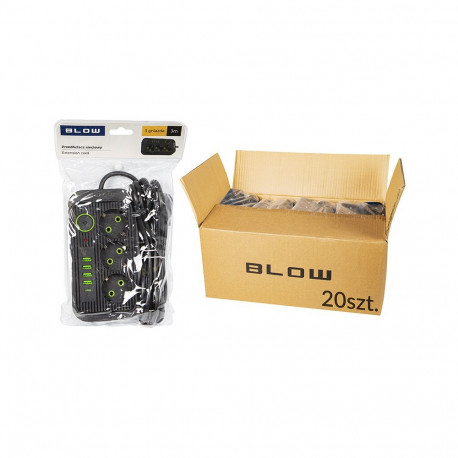 98-504# Przedłużacz sieciowy ps-330s 3-gniazda 4xusb 1xusb-c 3m czarny 3x1mm o (20 tk.)