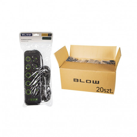 98-508# pikendusjuhe PS-530S 5 pistikupesaga 4xUSB 1xUSB-C 3m 3x1mm pakend (20 tk.), must