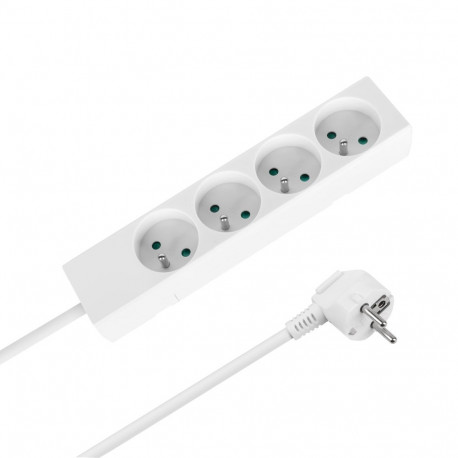 Rebel pikendusjuhe 4 pistikupesaga 3m Prantsuse tüüpi ilma lülitita (3x1,5mm), valge