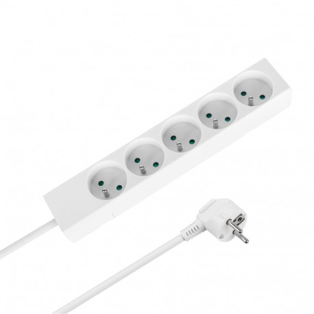 Przedłużacz 5 gniazd 2m typu francuskiego bez przełącznika (3x1,5mm) Rebel biały