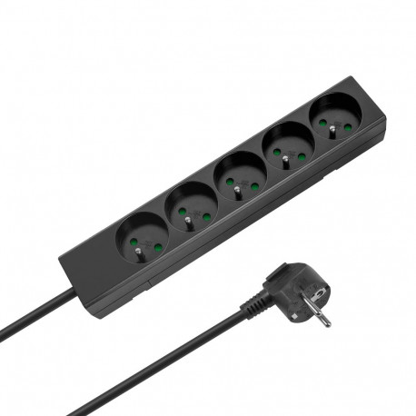 Rebel pikendusjuhe 5 pesaga 3m prantsuse tüüpi ilma lülitita (3x1,5mm), must