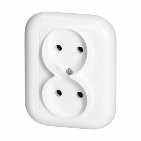 Gniazdo podwójne p/t 2x2p 16A, 250V, FAN, biały (10 tk.)