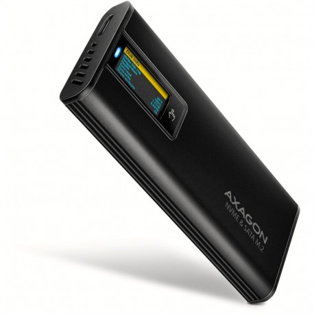 AXAGON SSD-korpus EEM2-SD2B USB-C 10Gbps M.2 NVMe ja SATA SSD-dele, displaykarp (8595247909848)