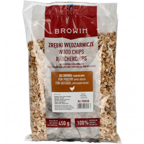 Wood chips for smoking/grilling for poultry, 50% apple + 50% beech, 450 g, class 8 BROWIN 780838