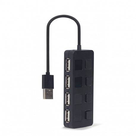 USB-jaotur 2.0, 4 porti, lülititega, must