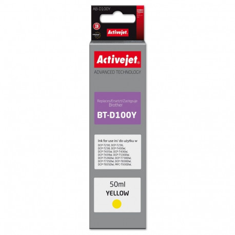 Activejet AB-D100Y Ink cartridge for Brother printers, replacement for Brother BT-D100Y; Supreme; 50
