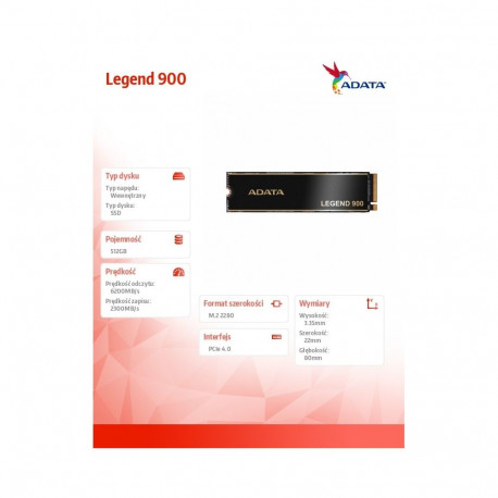 SSD drive Legend 900 512GB PCIe 4x4 6.2/2.3 GB/s M2