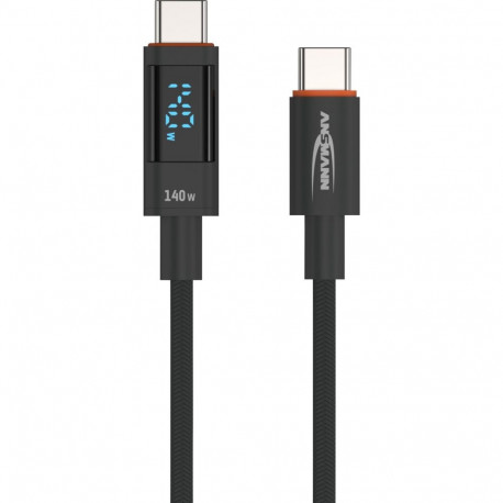 USB 2.0 kaabel USB-C pistik > USB-C pistik, 1,2m, PD 3.1, laadimine kuni 140W, tekstiilkattega, inte