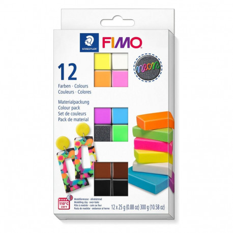 "STAEDTLER FIMO leather effect 8013 C Ofenhärtende Modelliermasse 12 Blöcke a 25"