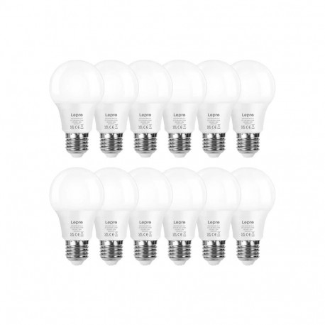 LEPRO 100089-WW-EU-12 LED Bulb, E27, A60, 8.5W (60W), 806 lm, 2700K (warm white), 180°, 12-pack