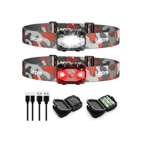 LEPRO 320023-2 USB Headlamp, 2-Pack