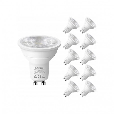 LEPRO 200082-DW-EU-10 GU10 LED Bulb, 3.6W, 345 lm, 6500K, 38°, Energy Class E, 10 pcs.