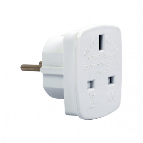 Gembird AC power adapter, UK socket to EU Schuko plug, 7.5 A White, Travel adapter