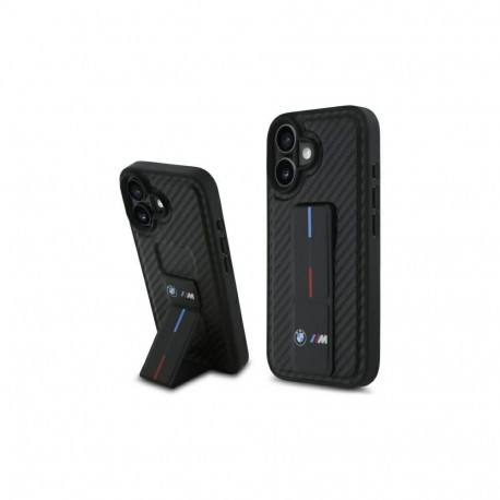BMW BMW M Grip Stand Smooth and Carbon Case for iPhone 16 - Black