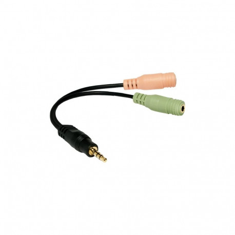 Logilink Audio jack adapter, 4-pin, 3.5 mm stereo male to 2x 3.5mm female Black, 0.15 m