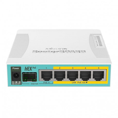 Mikrotik Wired Ethernet Router RB960PGS, hEX PoE, CPU 800MHz, 128MB RAM, 16MB, 1xSFP, 5xGigabit LAN,