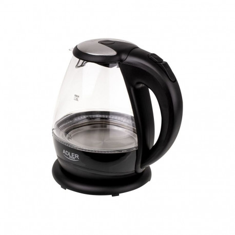 Adler Kettle Kettle AD 1224 Standard, Glass, Black, 2000 W, 360 rotational base, 1.5 L